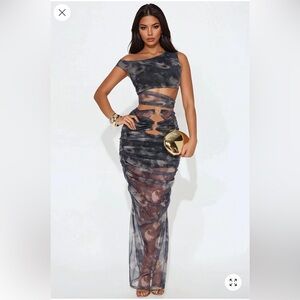 Midnight Dusk Skirt Set Grey/Combo - M